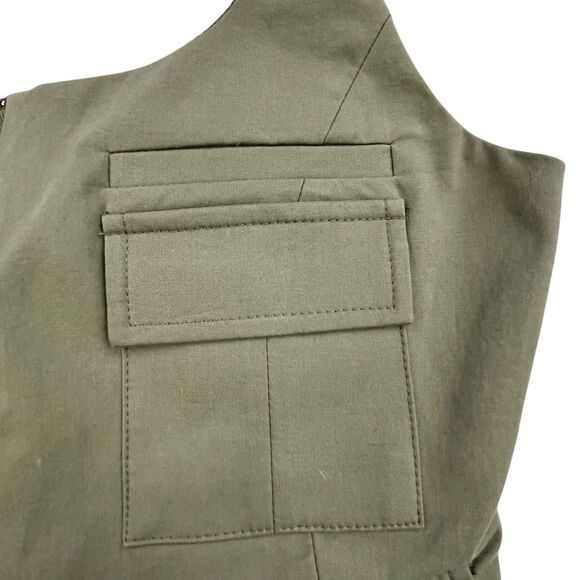 Zara Vest Women’s XS Olive Green Pockets Military Tank Stretch Front Zip - Picture 3 of 12